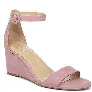 NATURALIZER Womens Pink Padded Adjustable Stretch London Wedge Sandals size 6